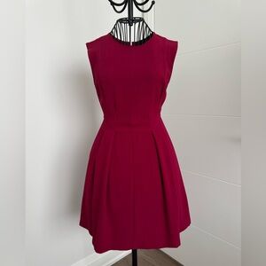 Above-knee vibrant burgundy dress